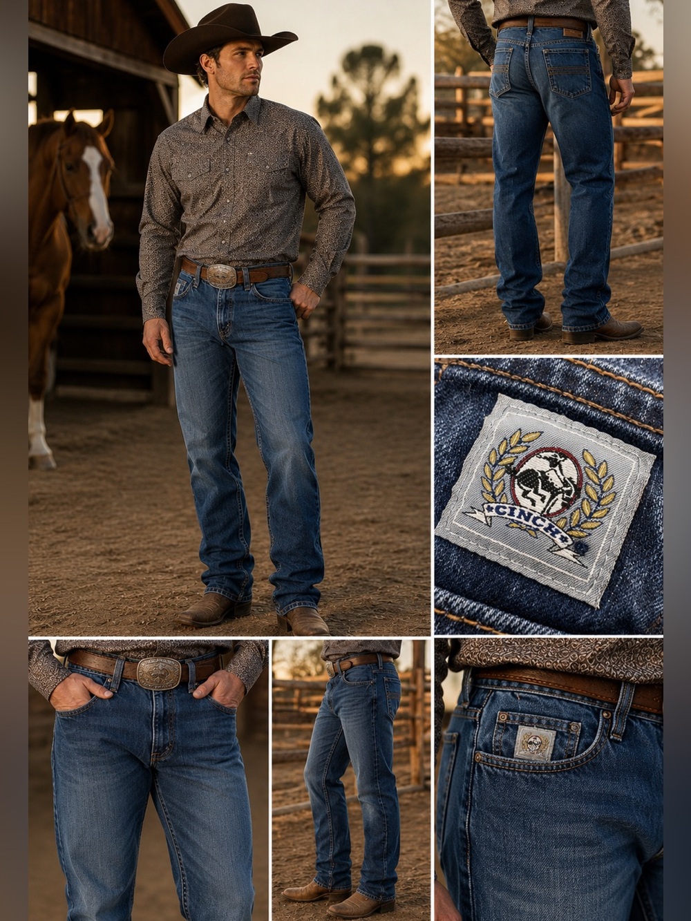 Cinch Silver Label Jeans Mens 38x30 Relaxed Fit Straight Leg Blue Denim Western